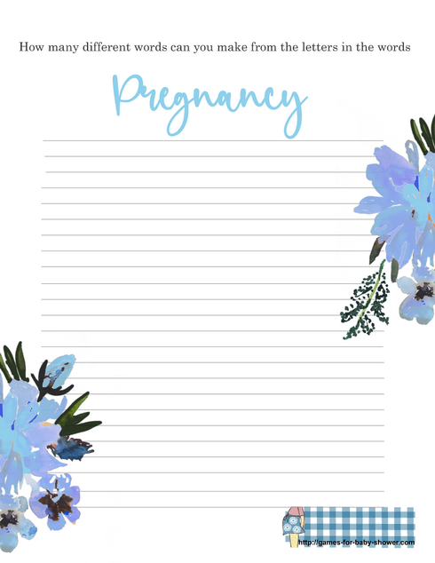 Free Printable Baby Shower Word Mining Game