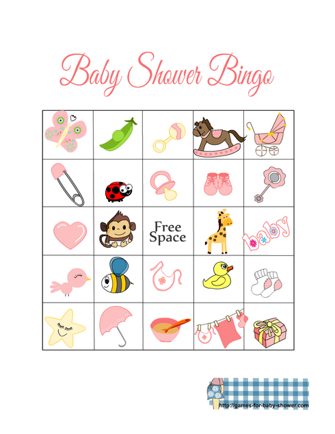 Free Printable Baby Shower Picture Bingo Pink