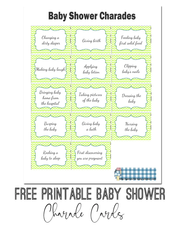 Free Printable Baby Shower Charades Game Cards