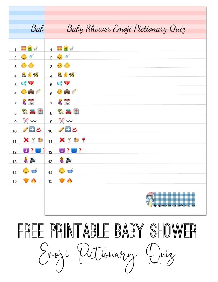 Free Printable Baby Shower Emoji Pictionary Quiz