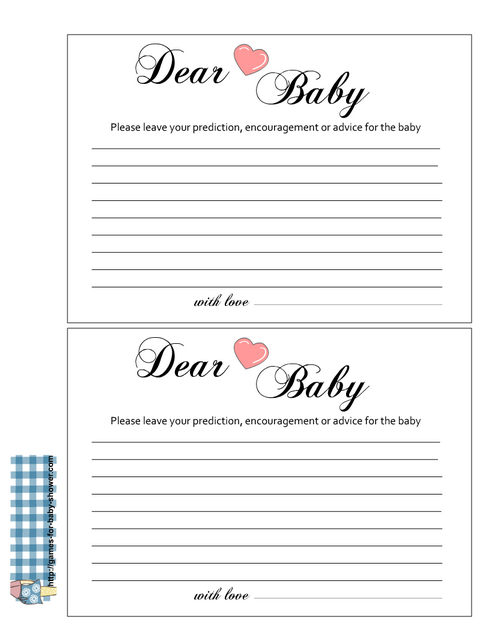 Free Printable Advice For The Baby Cards