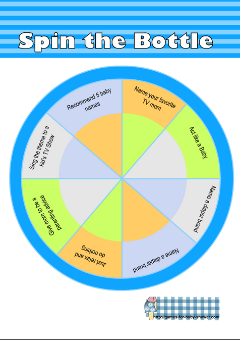 Spin the bottle baby shower game in Blue Color